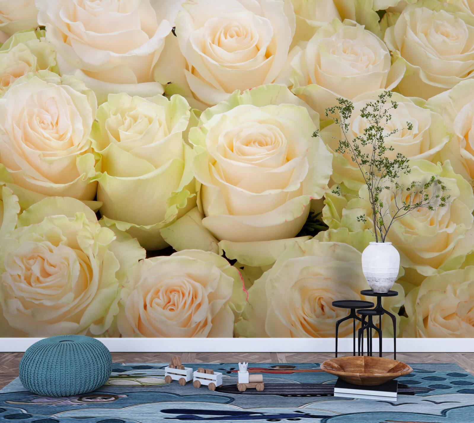 Fotobehang samenvatting van delicate beige bloemen