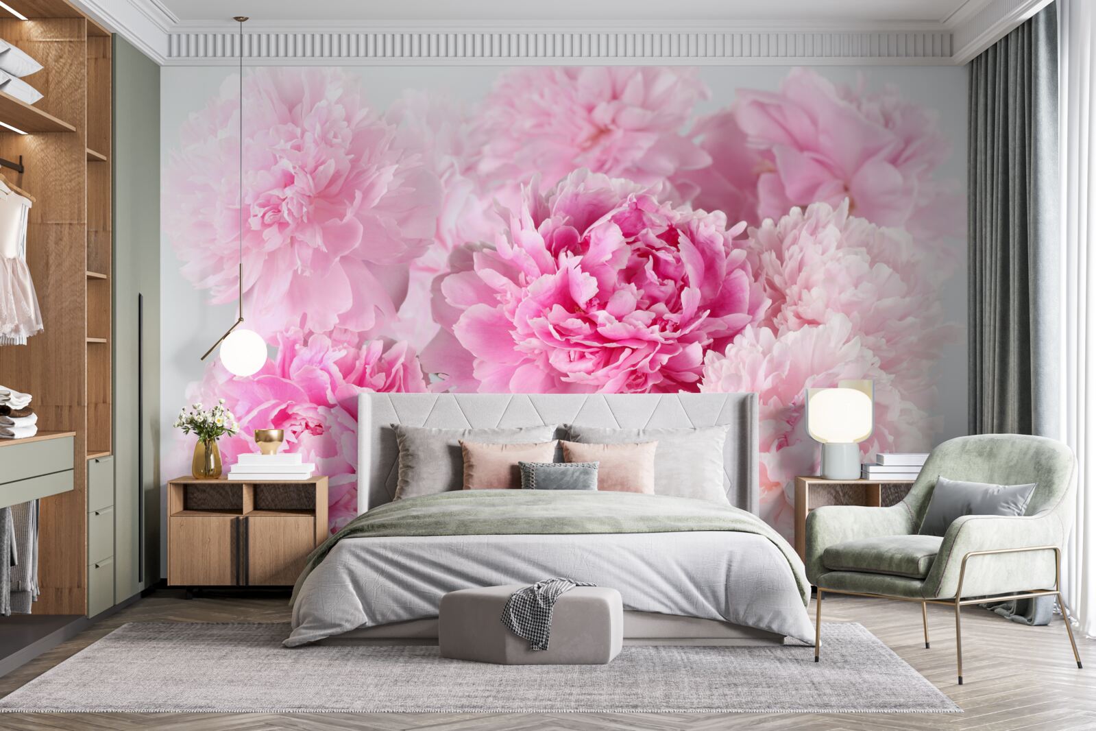 Fotobehang prachtige pioenrozen in roze tinten