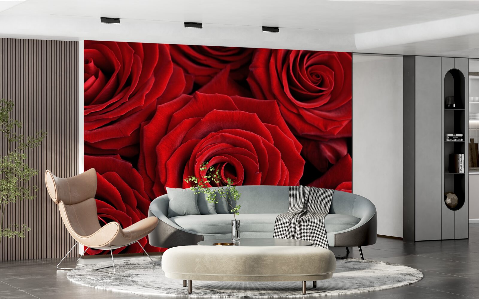 Fotobehang samenvatting van traditionele rode rozen