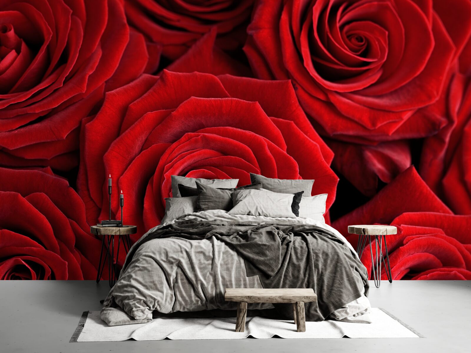 Fotobehang samenvatting van traditionele rode rozen