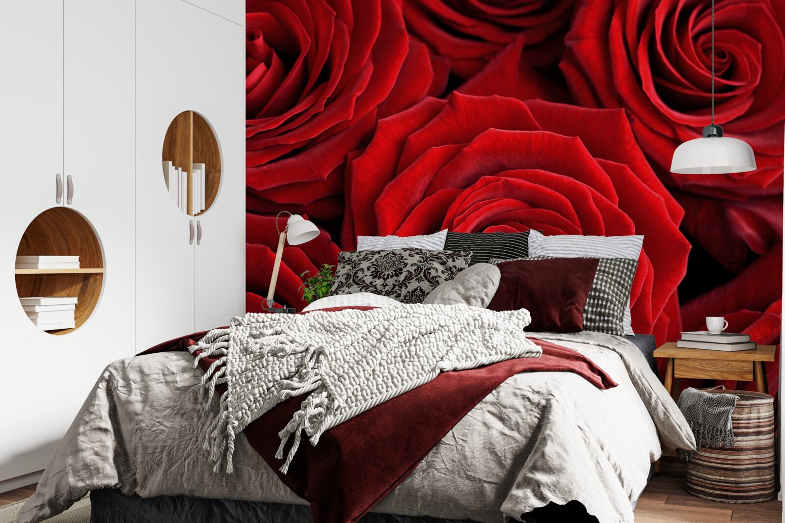 Fotobehang samenvatting van traditionele rode rozen