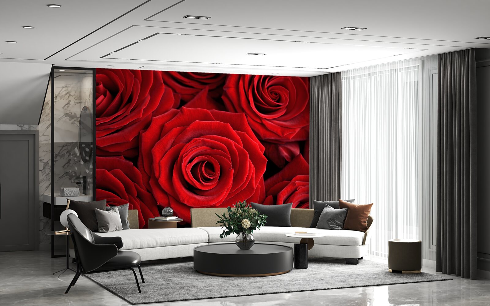 Fotobehang samenvatting van traditionele rode rozen