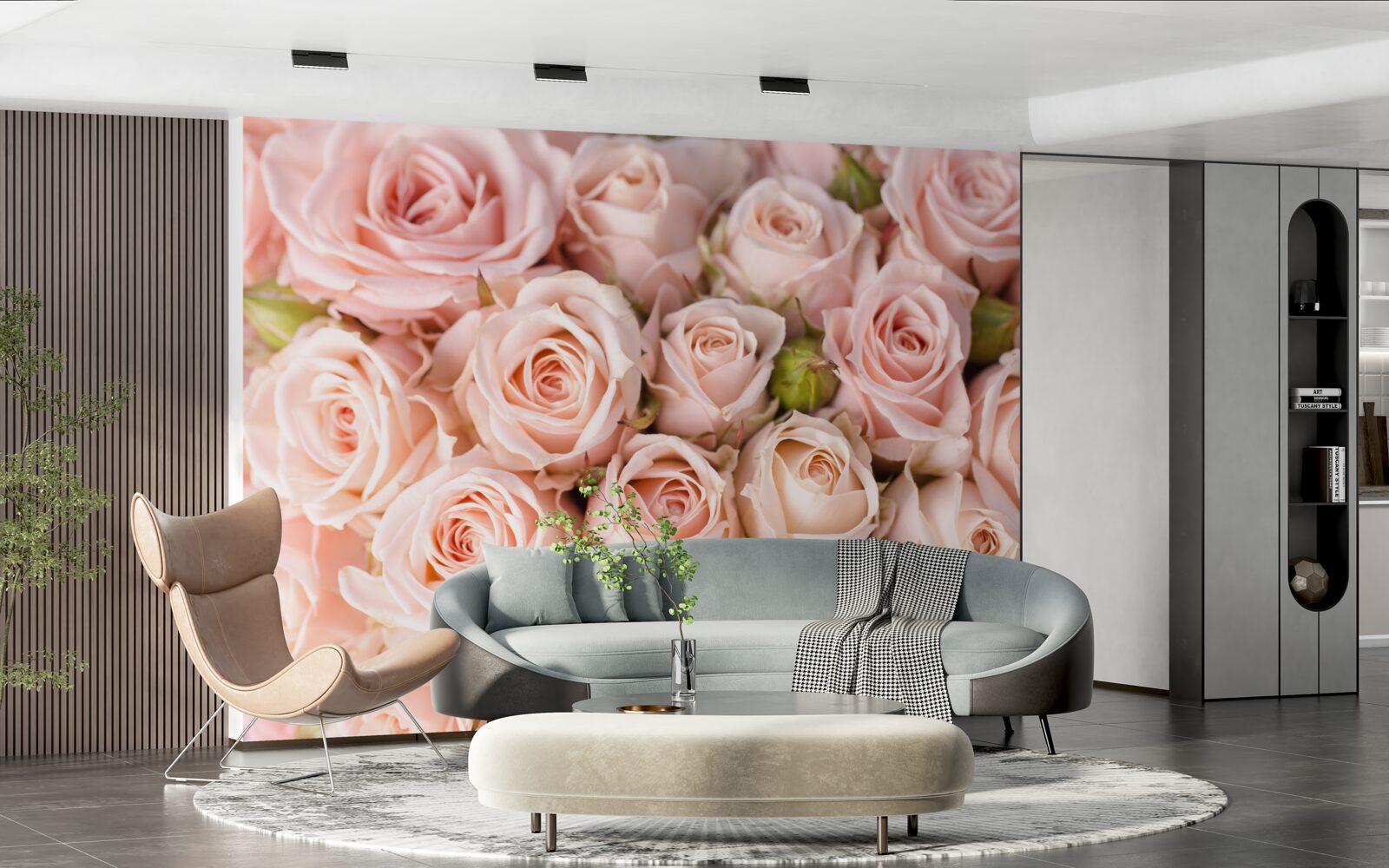 Fotobehang zachtroze rozenknoppen