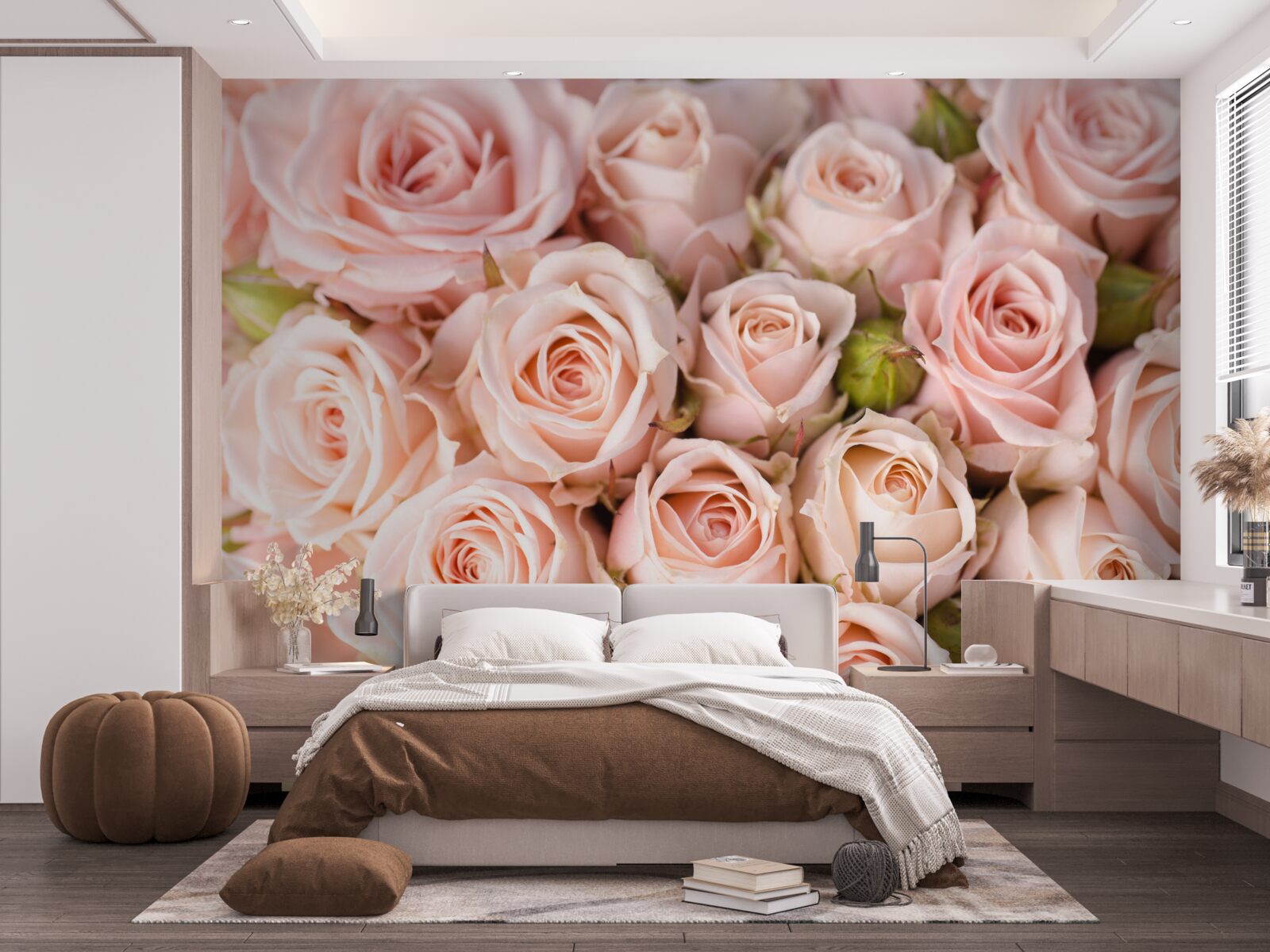 Fotobehang zachtroze rozenknoppen