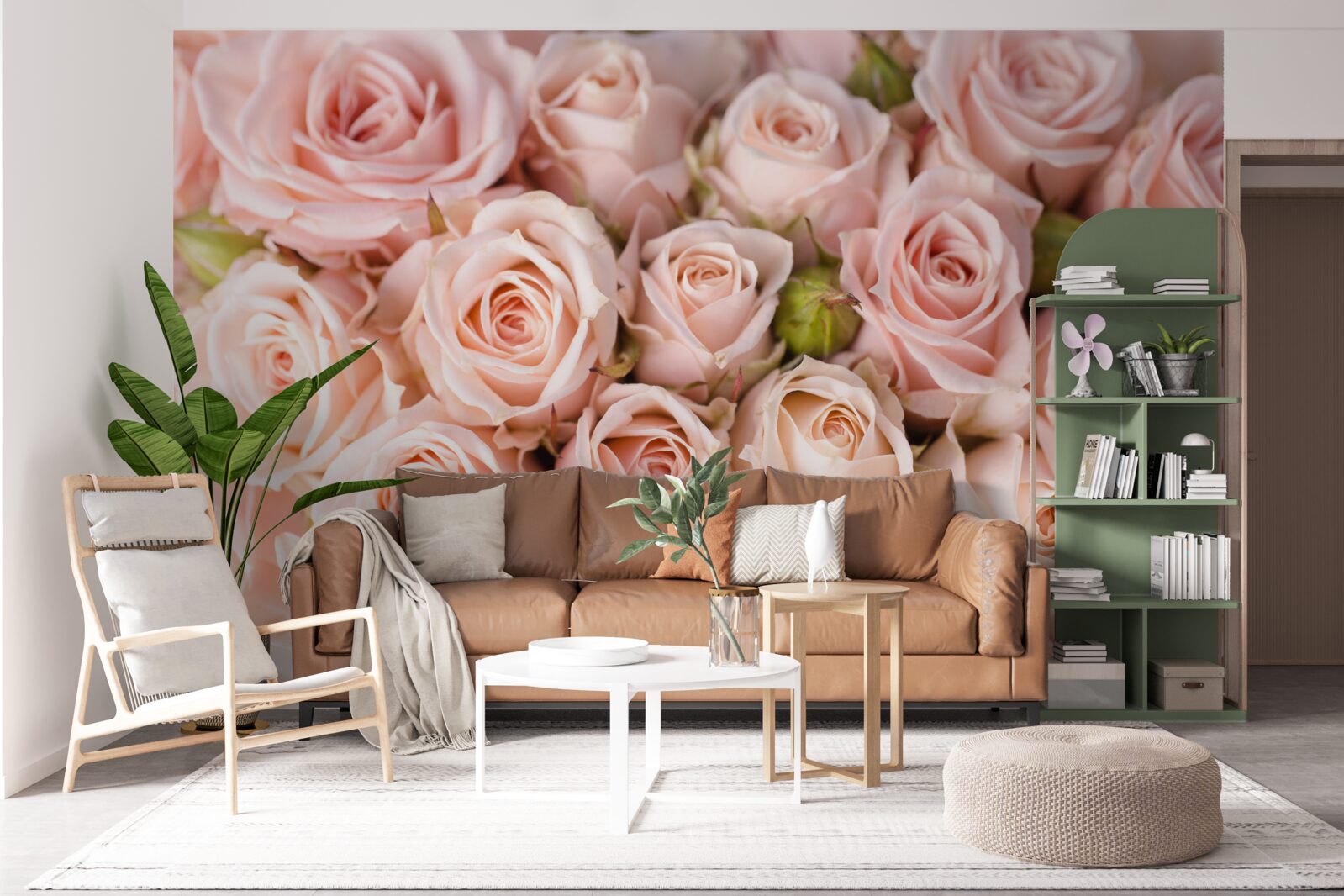 Fotobehang zachtroze rozenknoppen