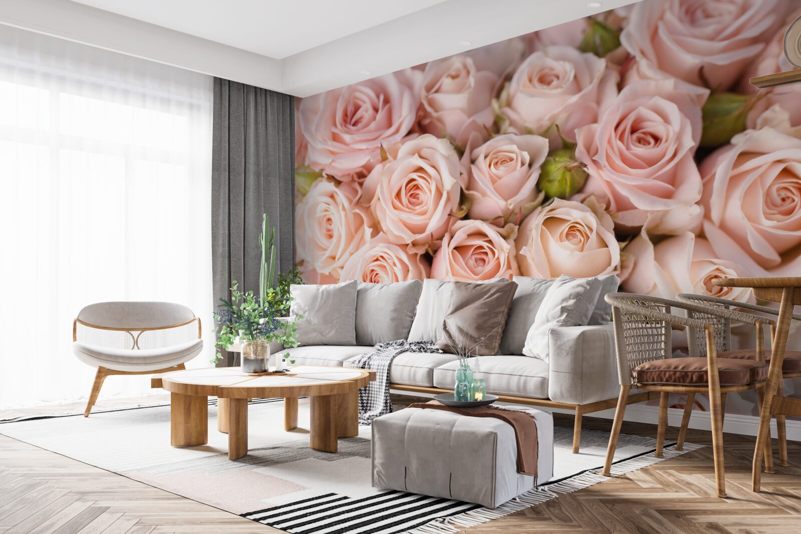 Fotobehang zachtroze rozenknoppen