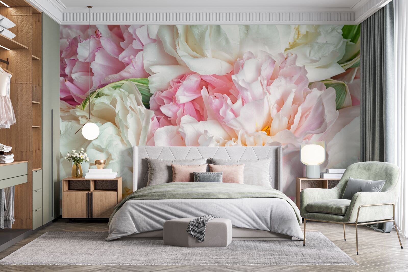 Fotobehang sluier van delicate bloemblaadjes