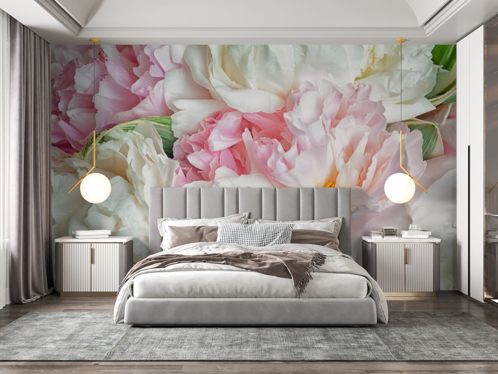 Fotobehang sluier van delicate bloemblaadjes