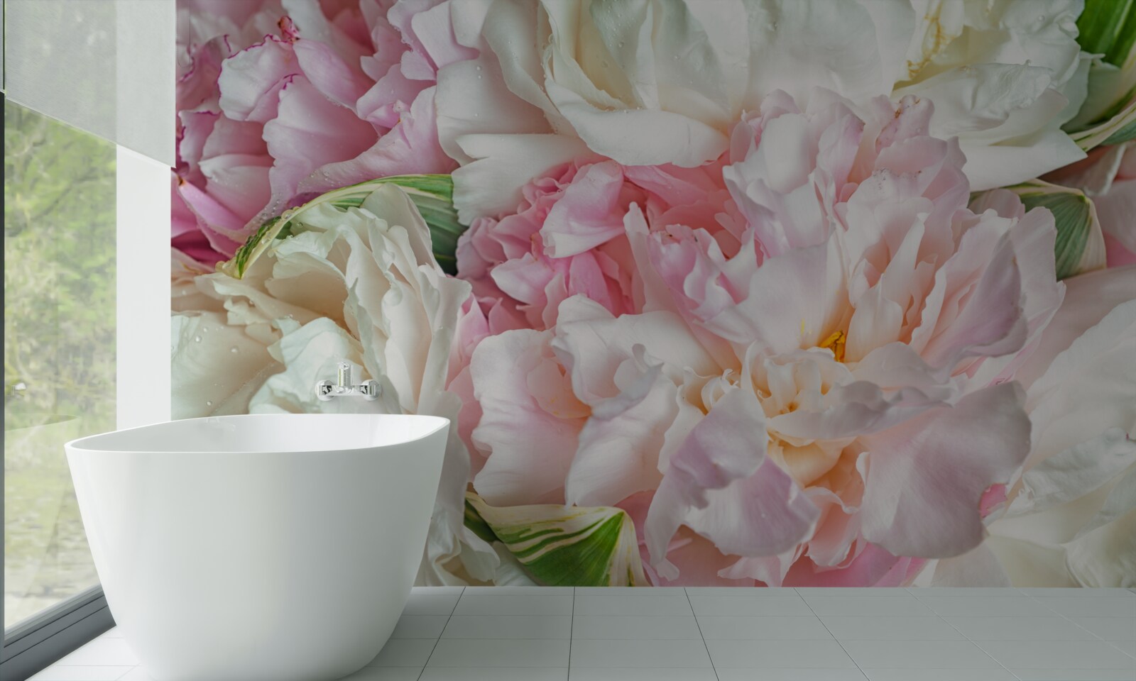 Fotobehang sluier van delicate bloemblaadjes