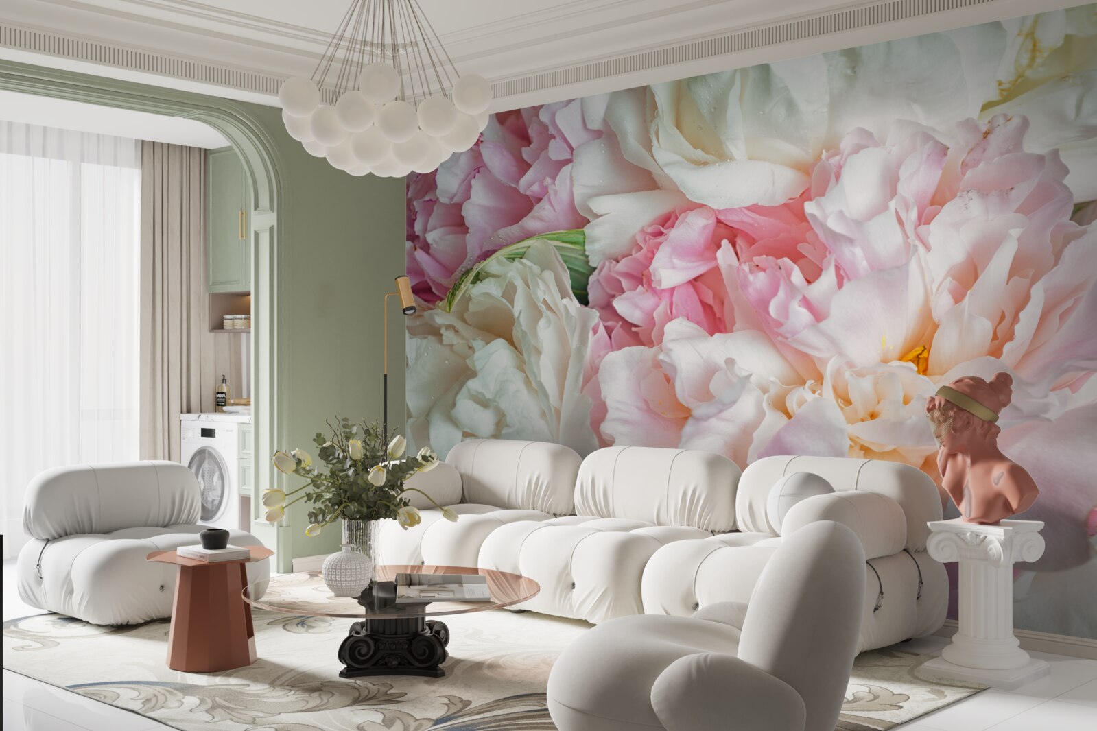 Fotobehang sluier van delicate bloemblaadjes