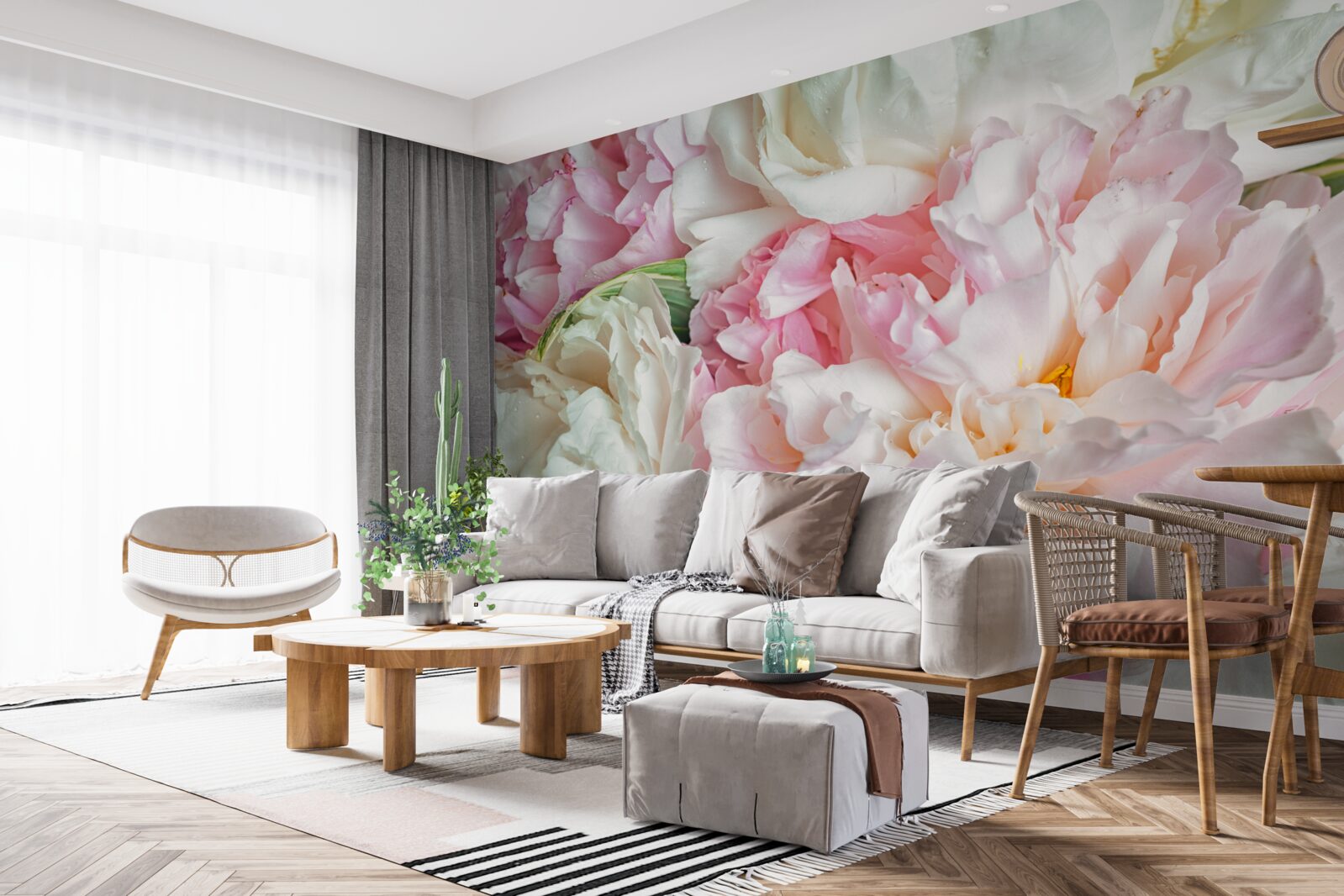 Fotobehang sluier van delicate bloemblaadjes