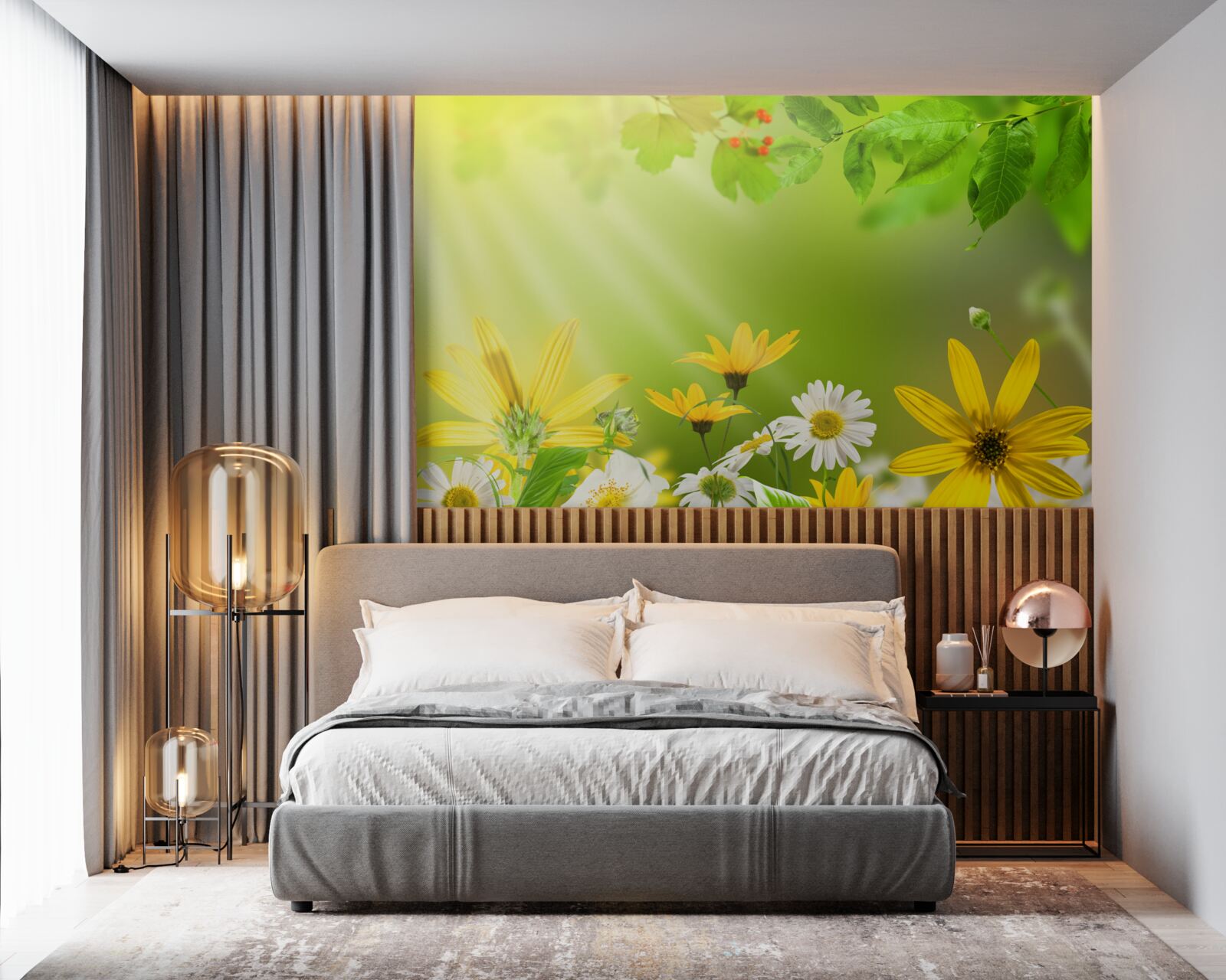 Fotobehang Dageraad op een zomerweide