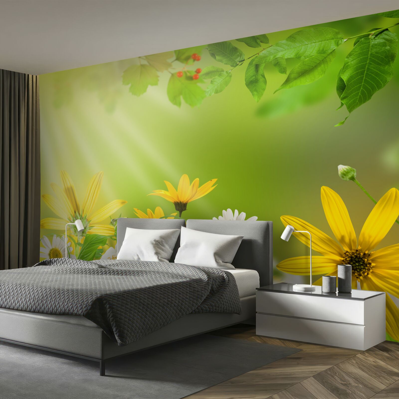 Fotobehang Dageraad op een zomerweide