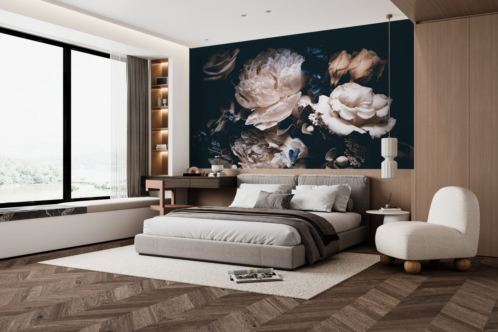 Fotobehang de donkere romantiek van bloemen