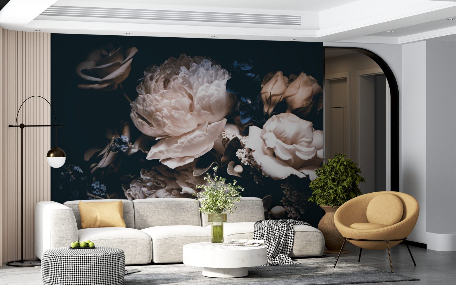 Fotobehang de donkere romantiek van bloemen