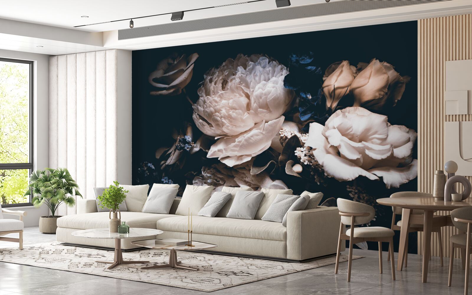 Fotobehang de donkere romantiek van bloemen