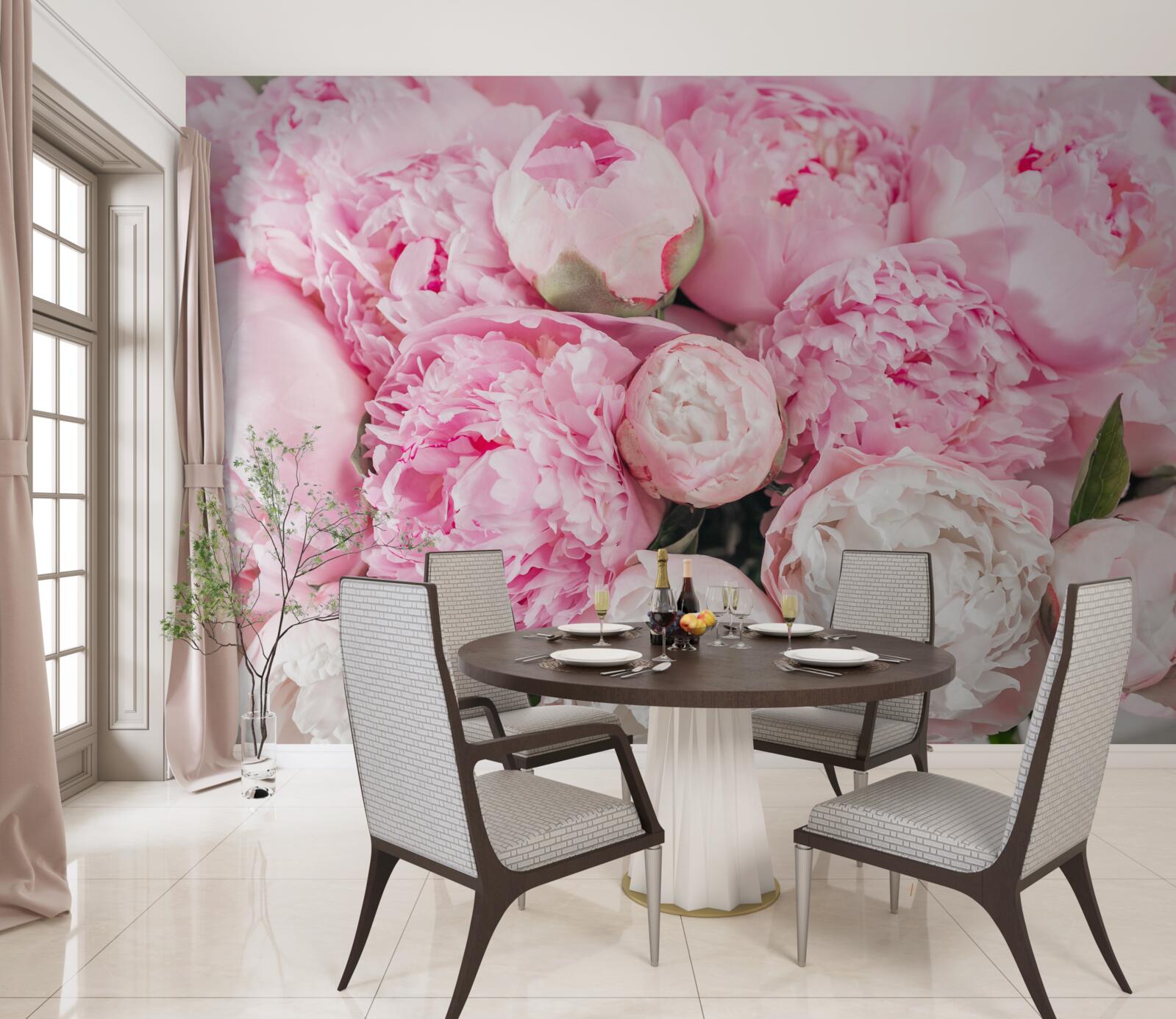 Fotobehang mooie roze pioenrozen