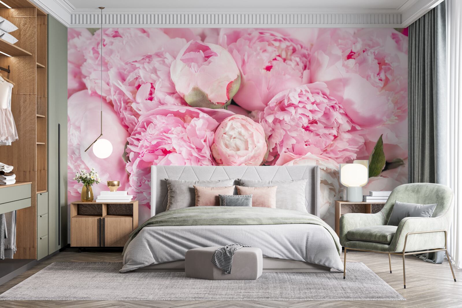 Fotobehang mooie roze pioenrozen