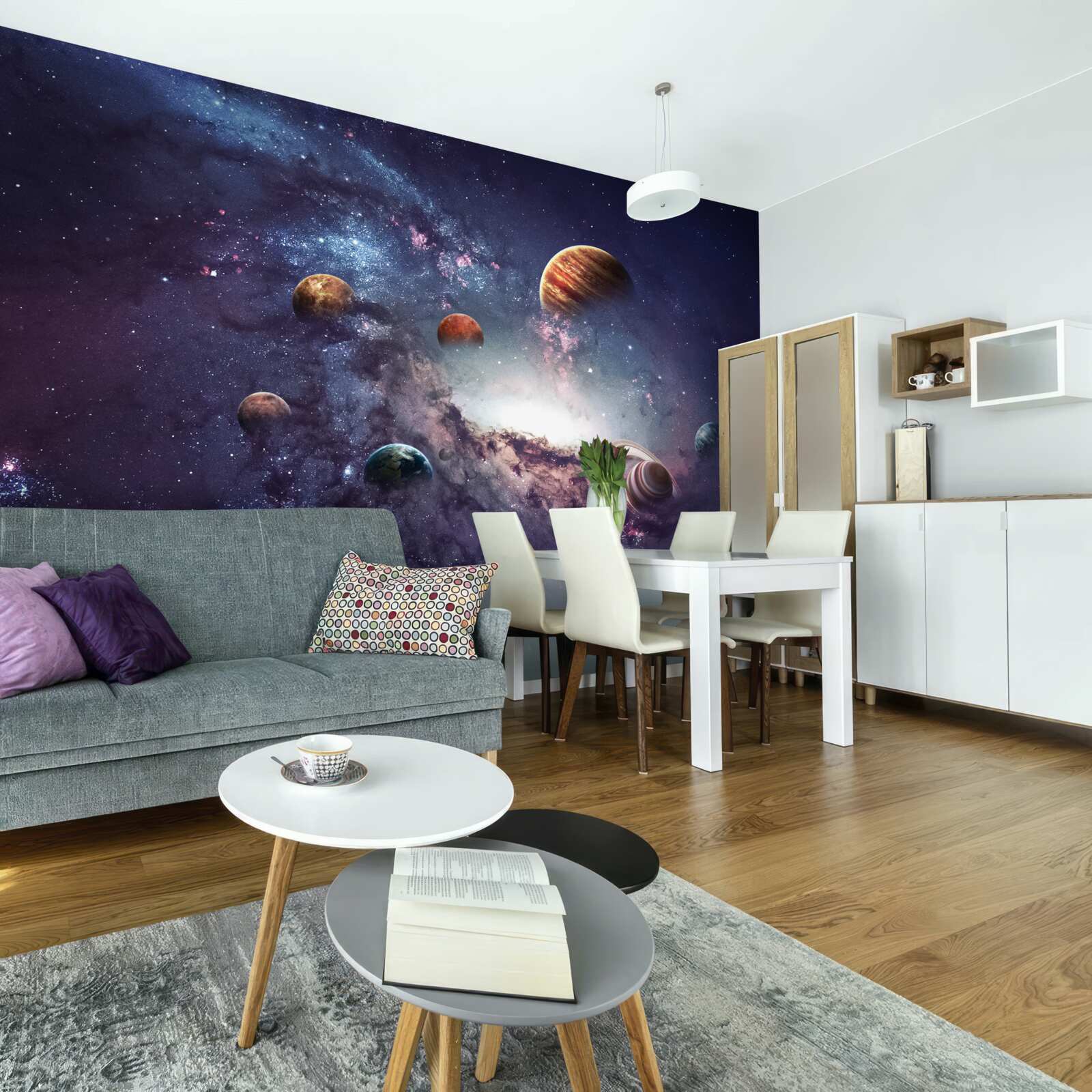 Fotobehang de grootte van de planeten in het sterrenstelsel