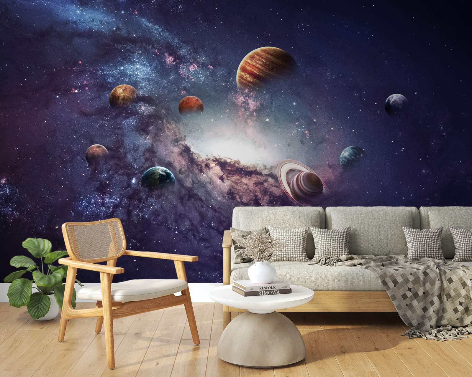 Fotobehang de grootte van de planeten in het sterrenstelsel
