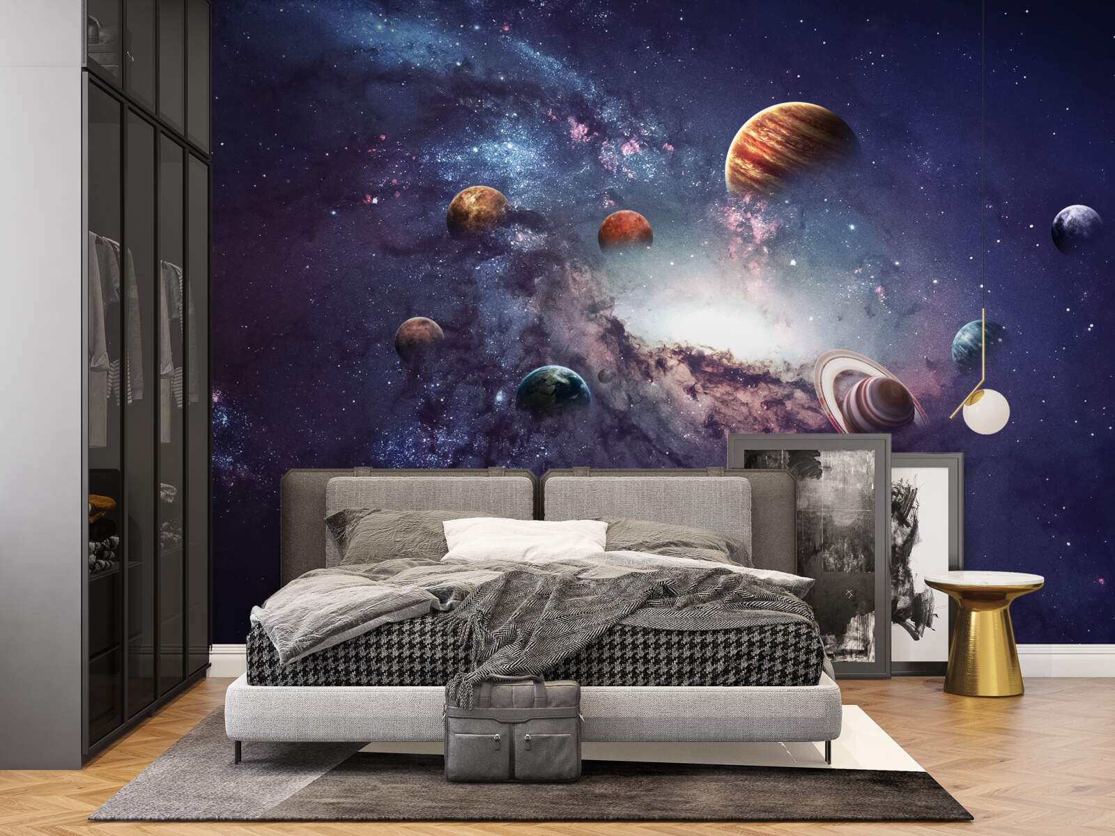 Fotobehang de grootte van de planeten in het sterrenstelsel