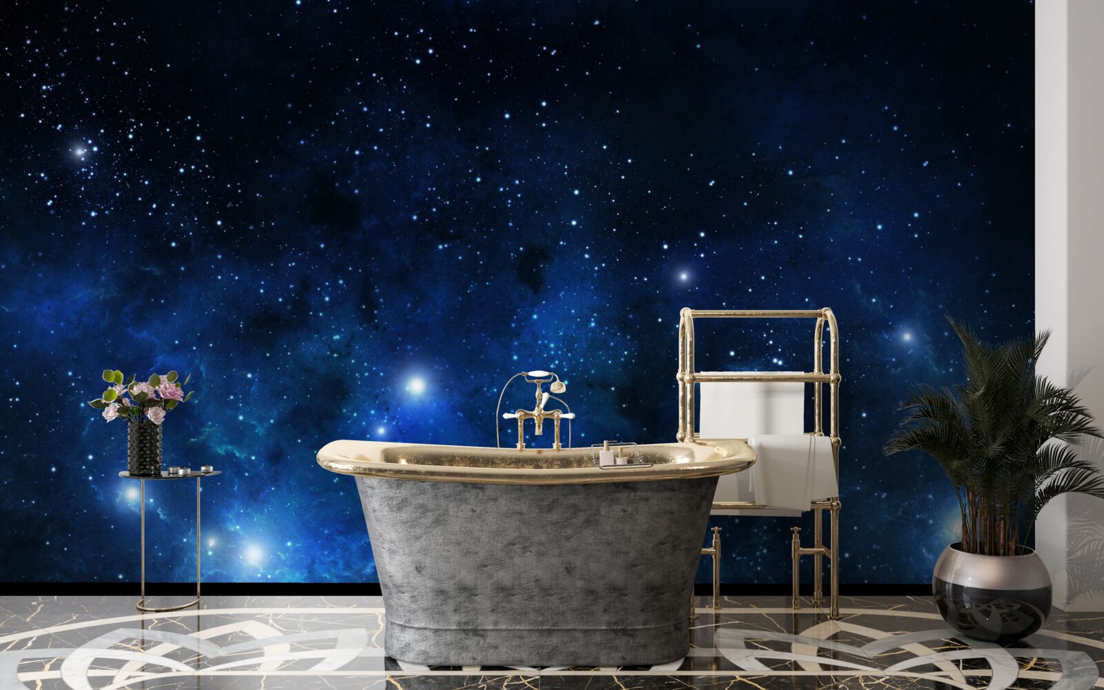 Fotobehang de ruimte schittert met sterrenstelsels