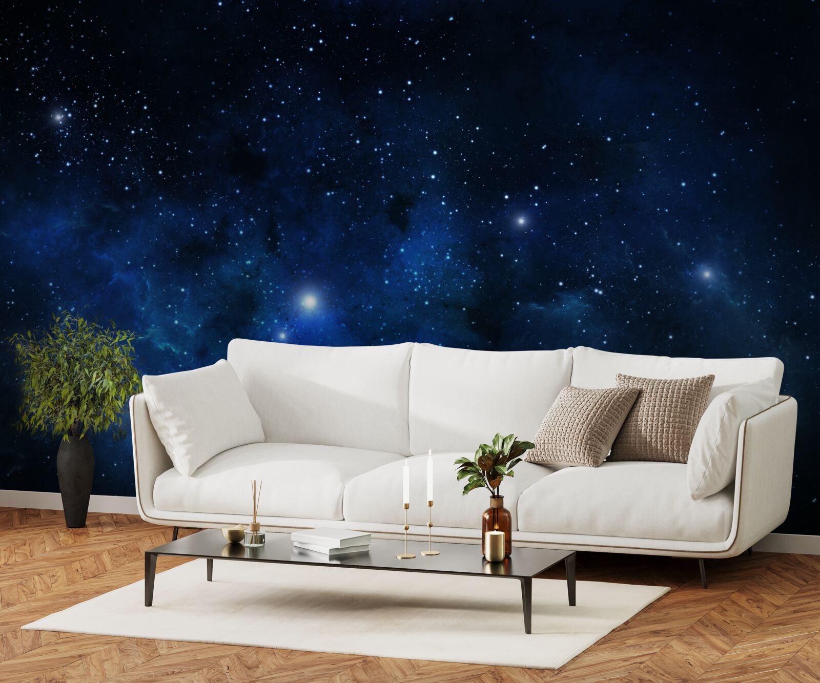 Fotobehang de ruimte schittert met sterrenstelsels