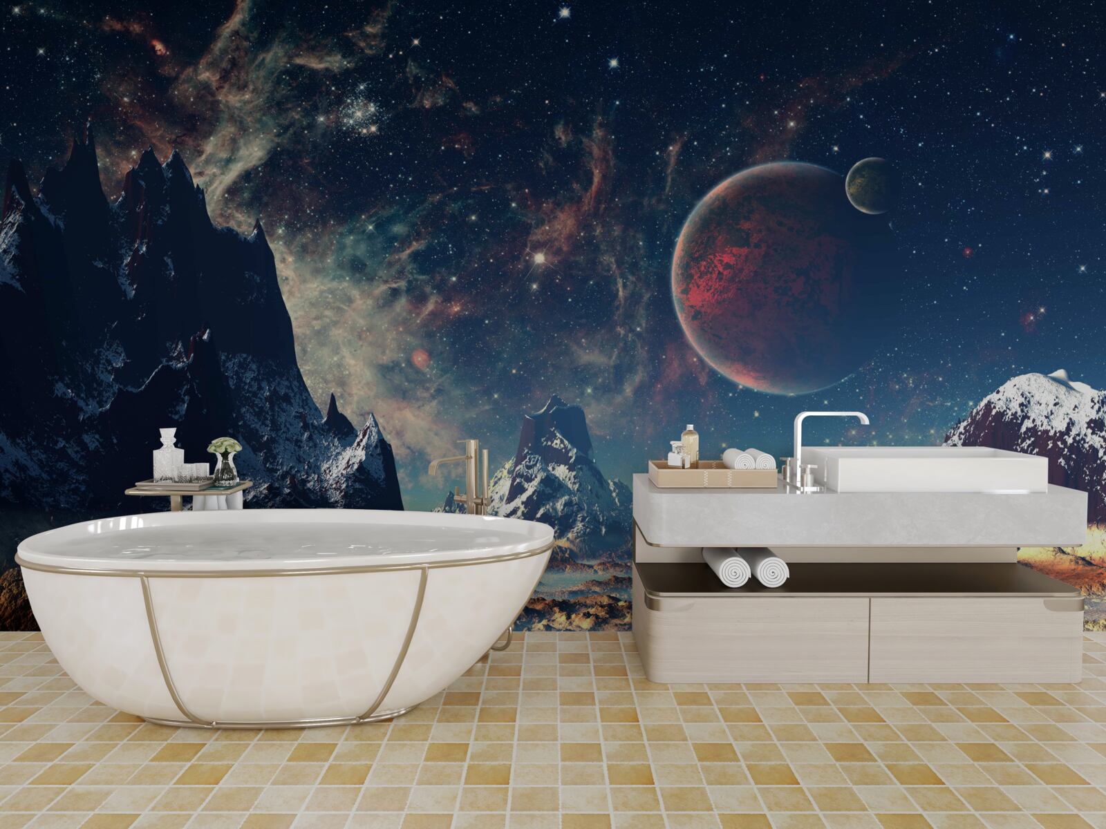 Fotobehang het oppervlak van de planeet is fantastisch