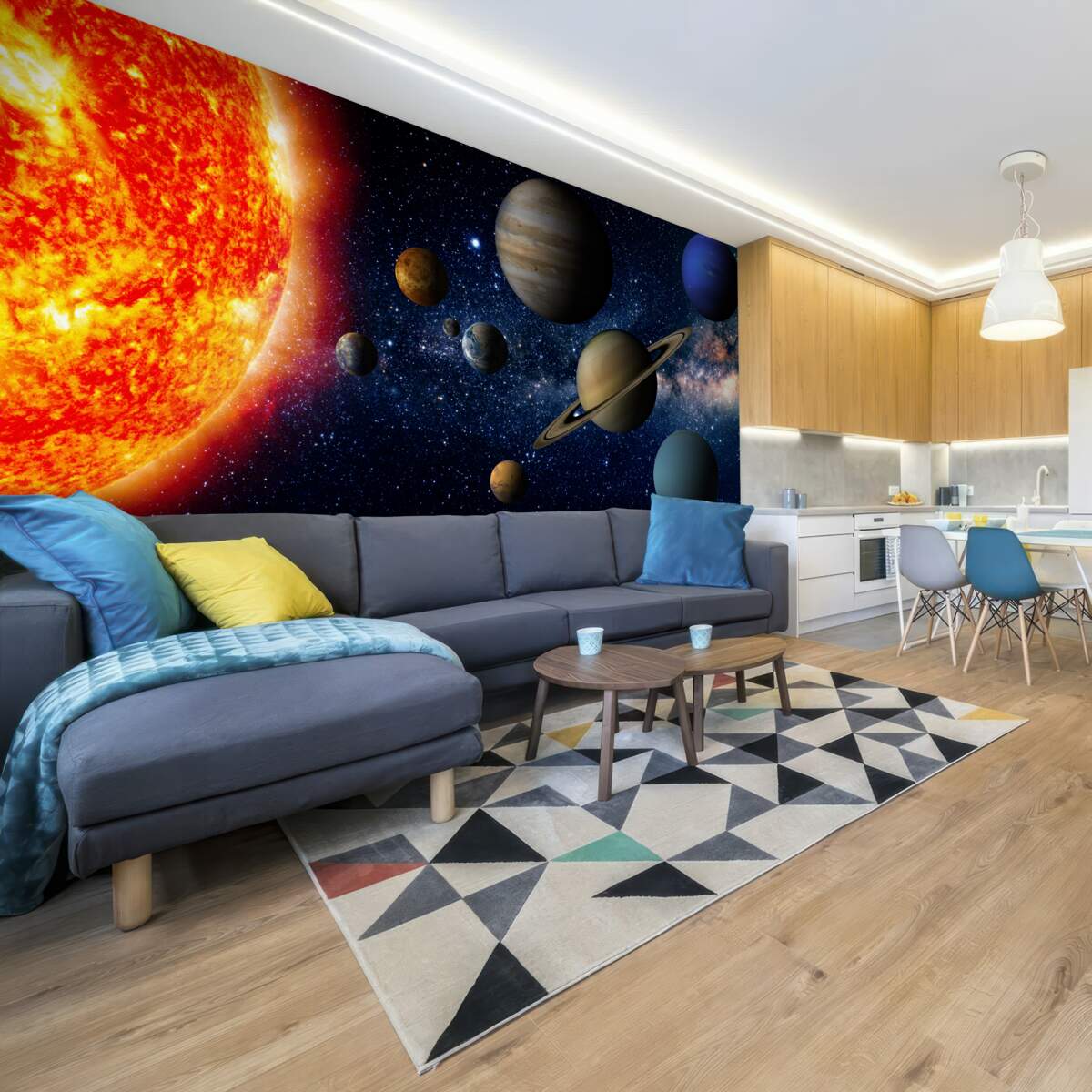 Fotobehang de verhouding tussen de planeten en de zon