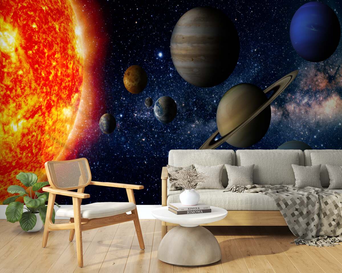 Fotobehang de verhouding tussen de planeten en de zon