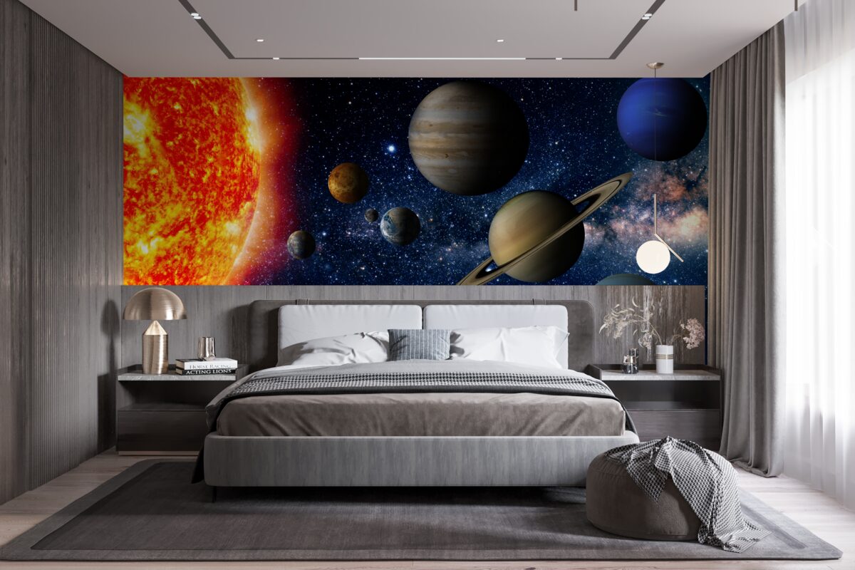 Fotobehang de verhouding tussen de planeten en de zon