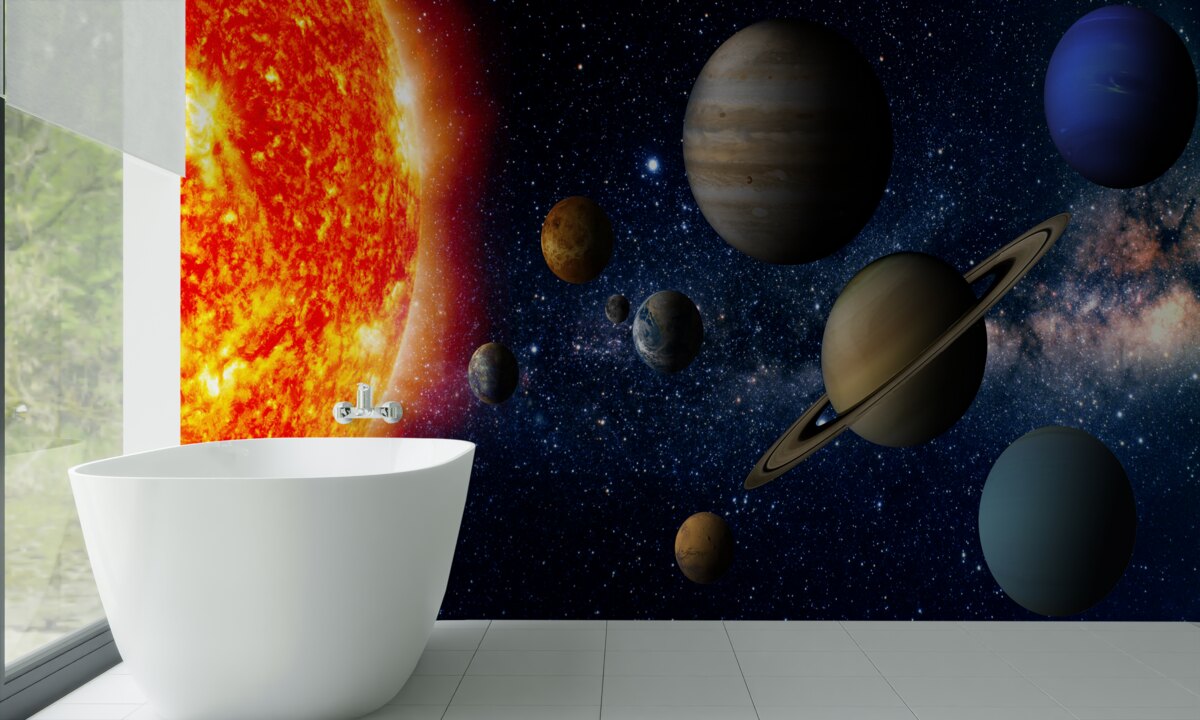 Fotobehang de verhouding tussen de planeten en de zon