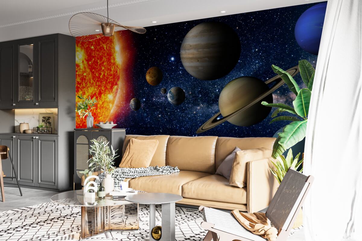 Fotobehang de verhouding tussen de planeten en de zon