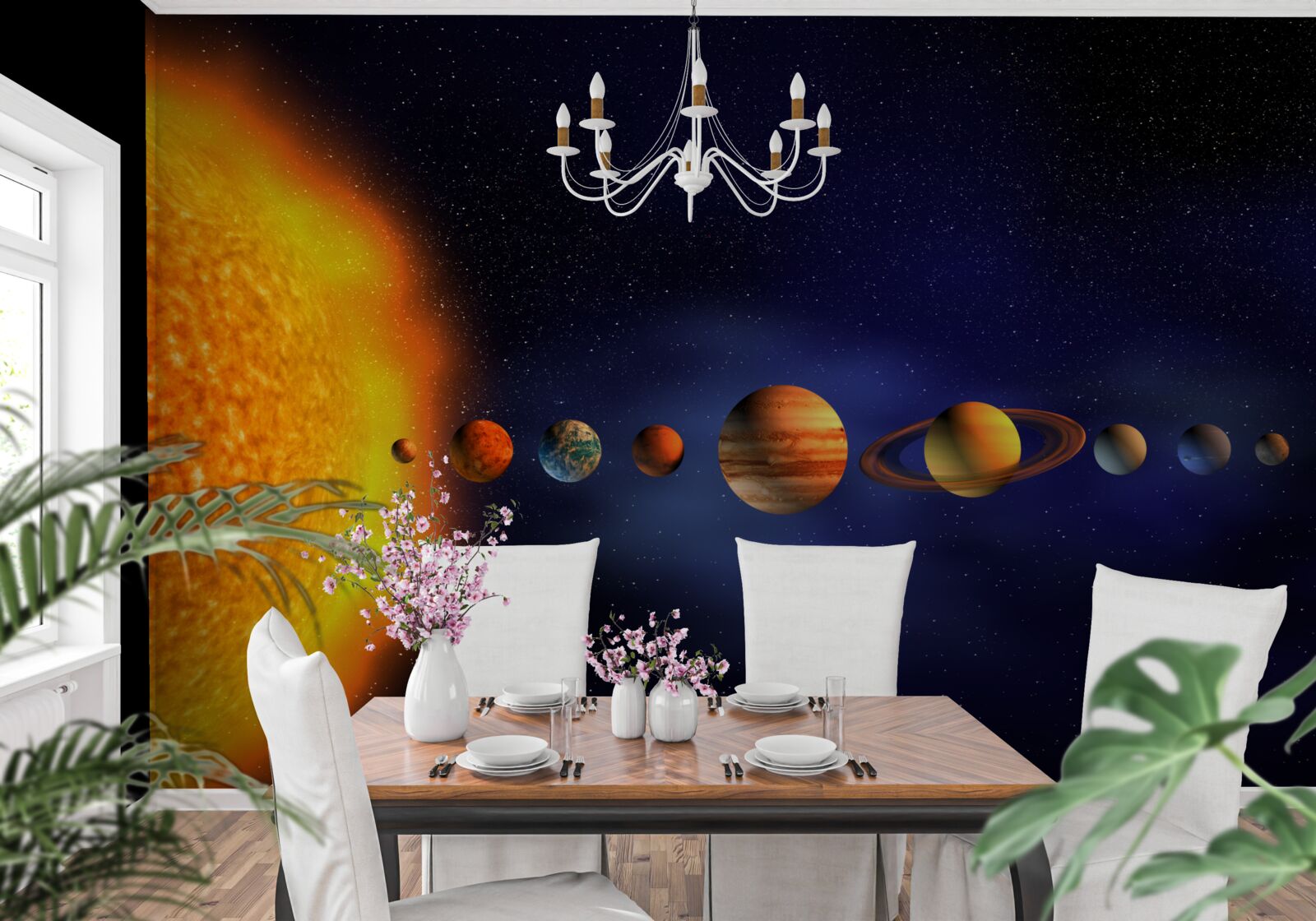 Fotobehang de zon en de planeten van ons sterrenstelsel