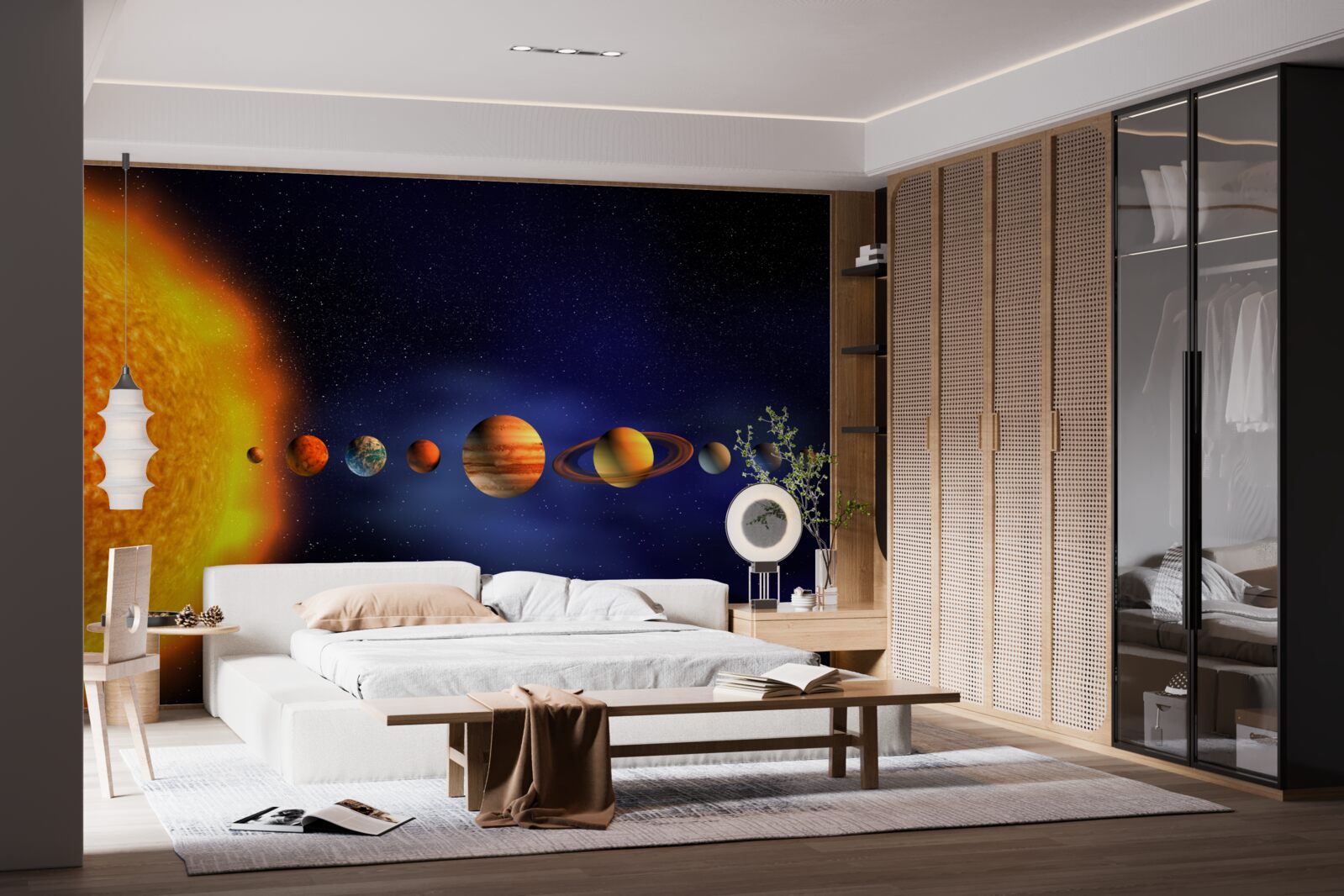 Fotobehang de zon en de planeten van ons sterrenstelsel