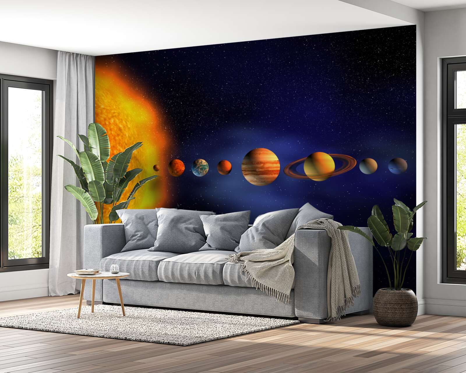 Fotobehang de zon en de planeten van ons sterrenstelsel