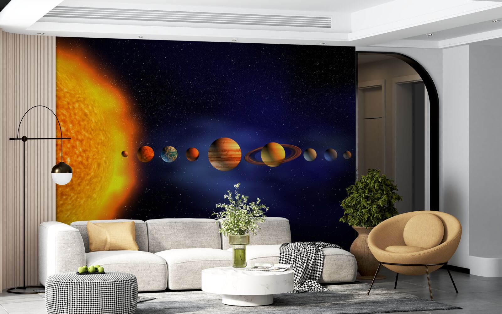 Fotobehang de zon en de planeten van ons sterrenstelsel