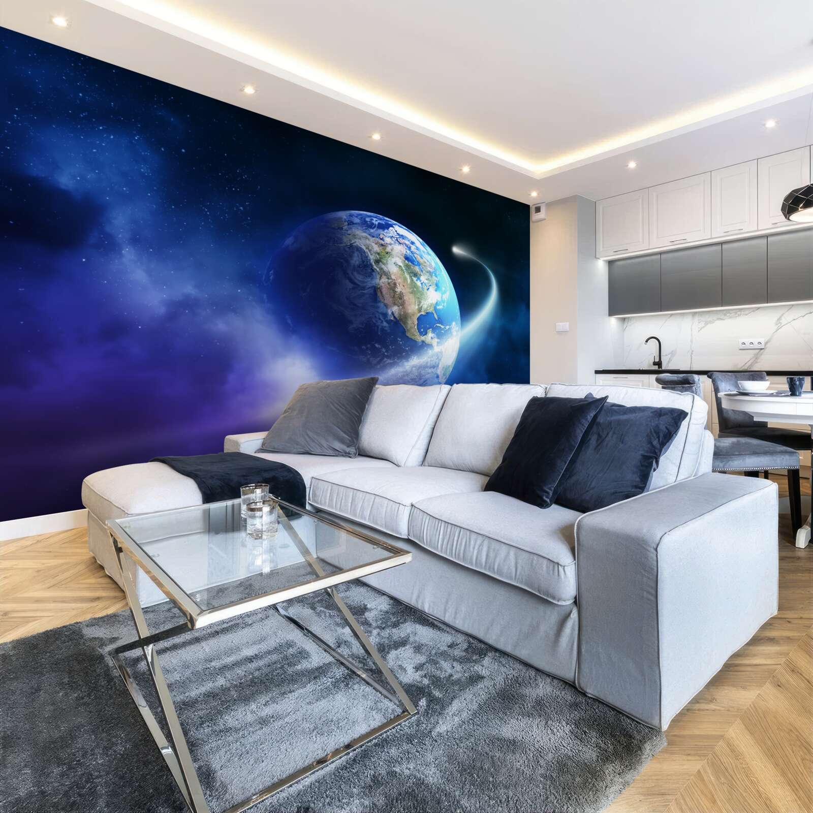 Fotobehang de aarde in de oneindige ruimte van het universum