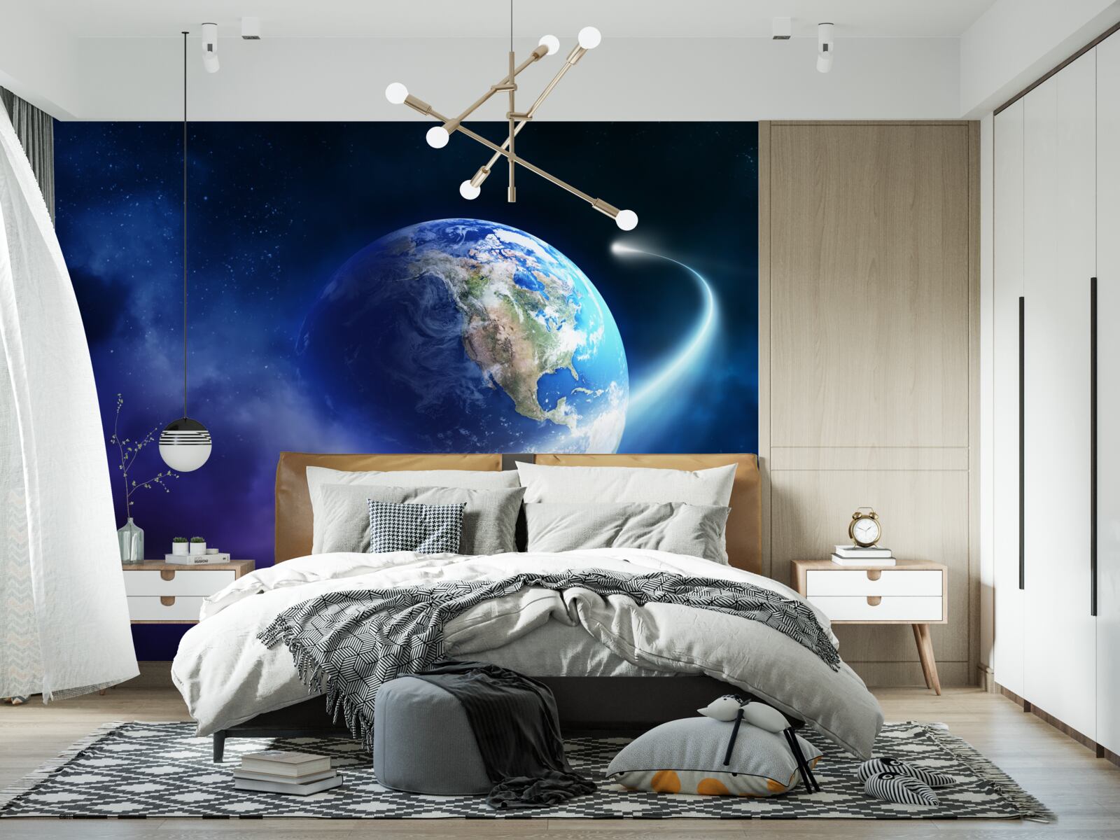 Fotobehang de aarde in de oneindige ruimte van het universum