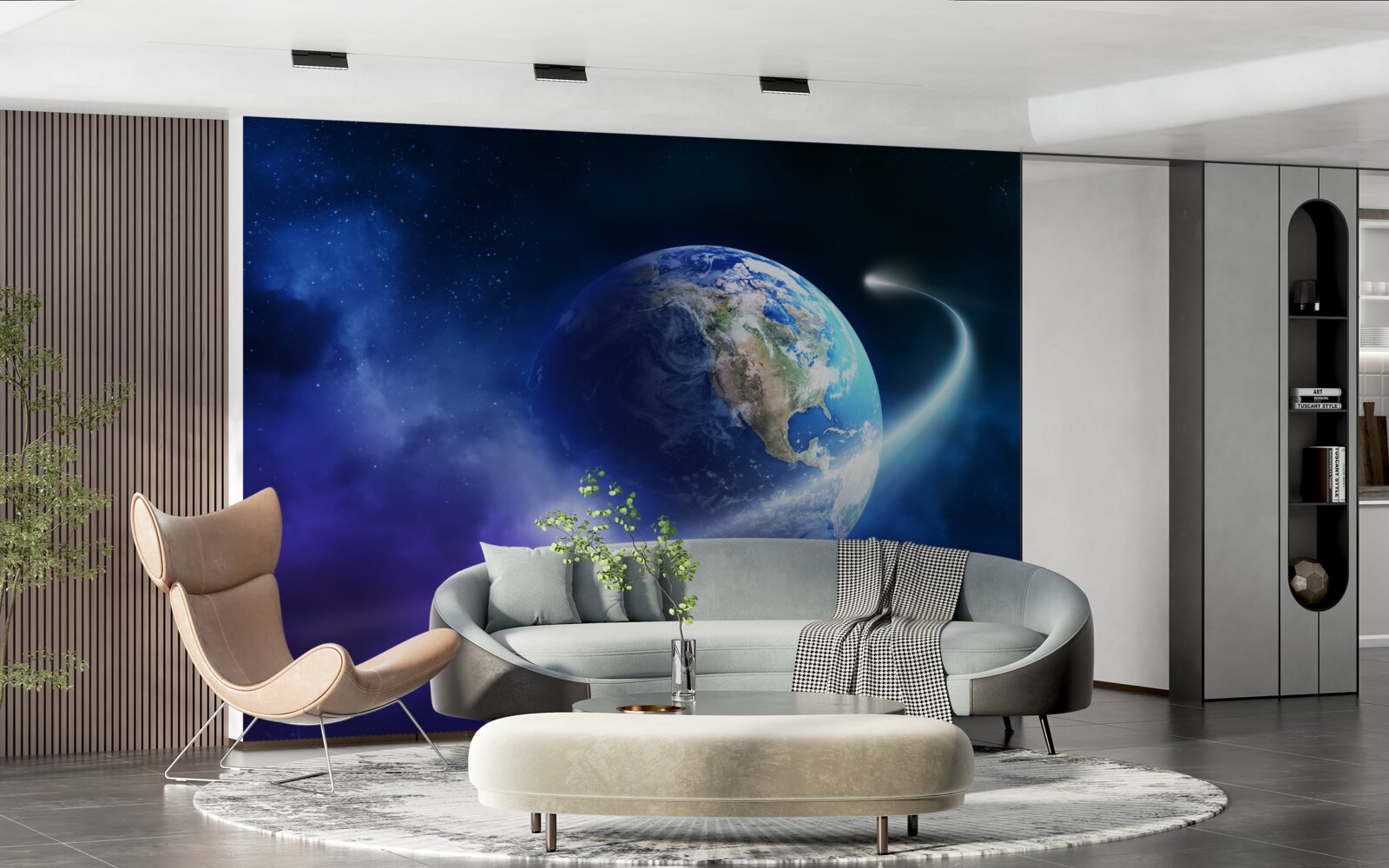 Fotobehang de aarde in de oneindige ruimte van het universum