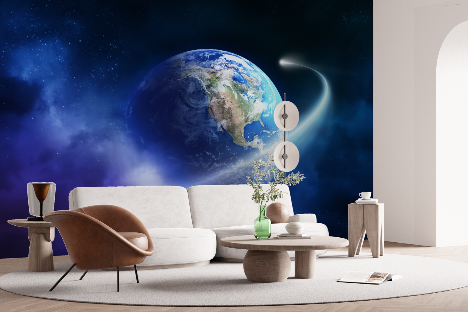 Fotobehang de aarde in de oneindige ruimte van het universum