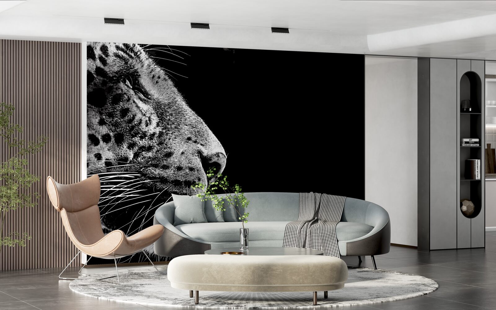 Fotobehang jaguar in zwart-wit