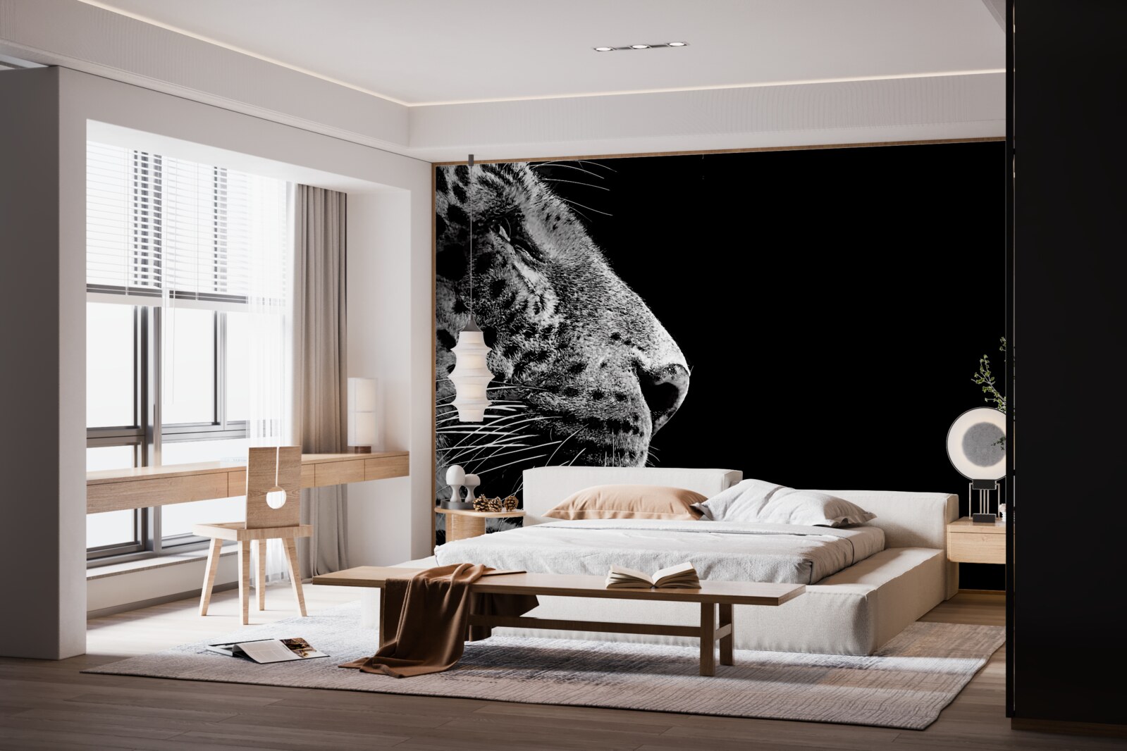 Fotobehang jaguar in zwart-wit