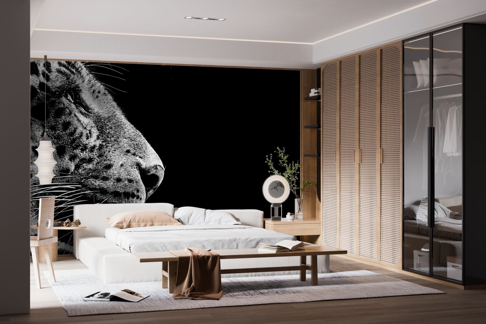 Fotobehang jaguar in zwart-wit