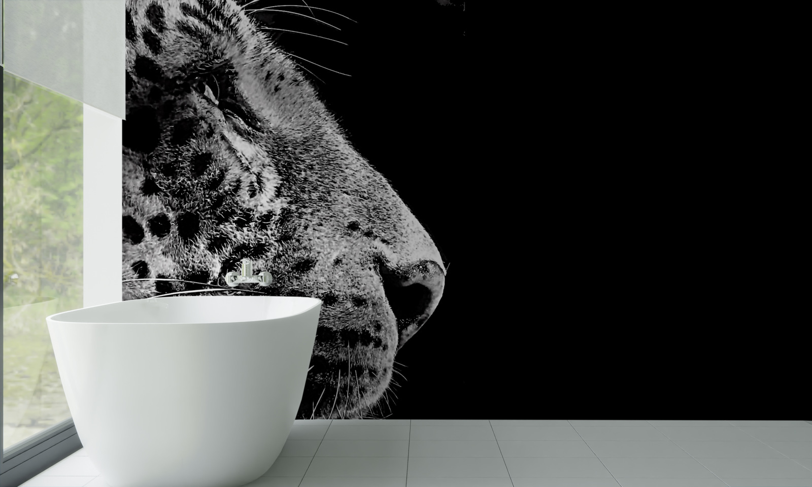 Fotobehang jaguar in zwart-wit