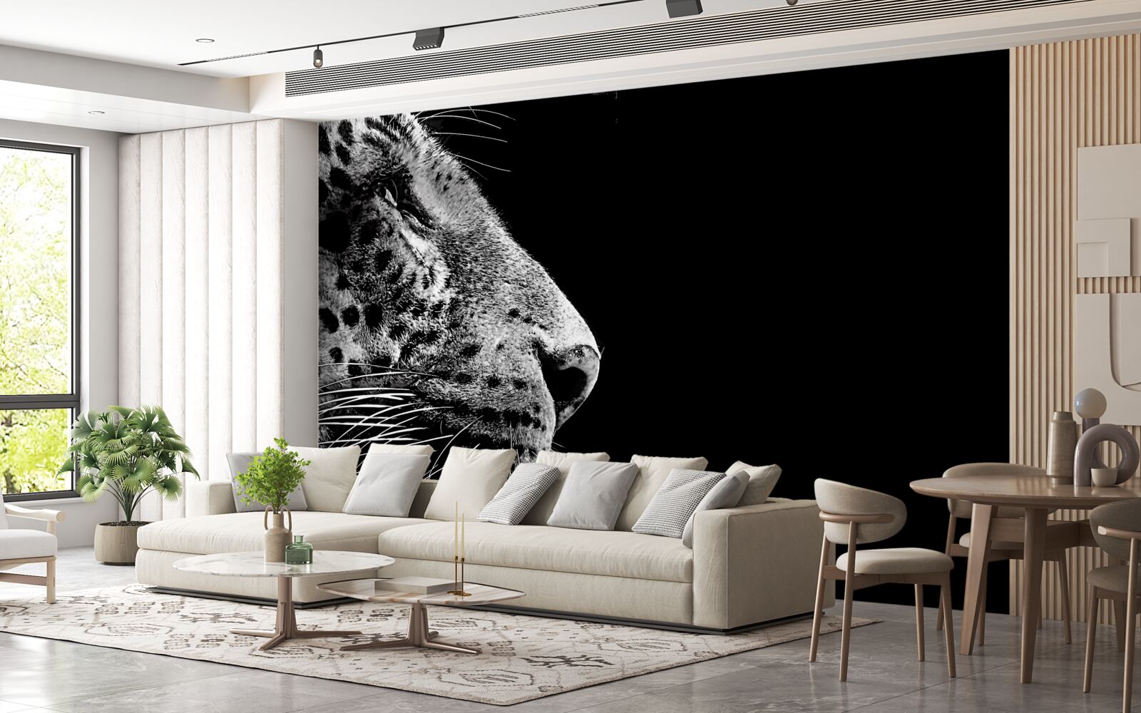 Fotobehang jaguar in zwart-wit