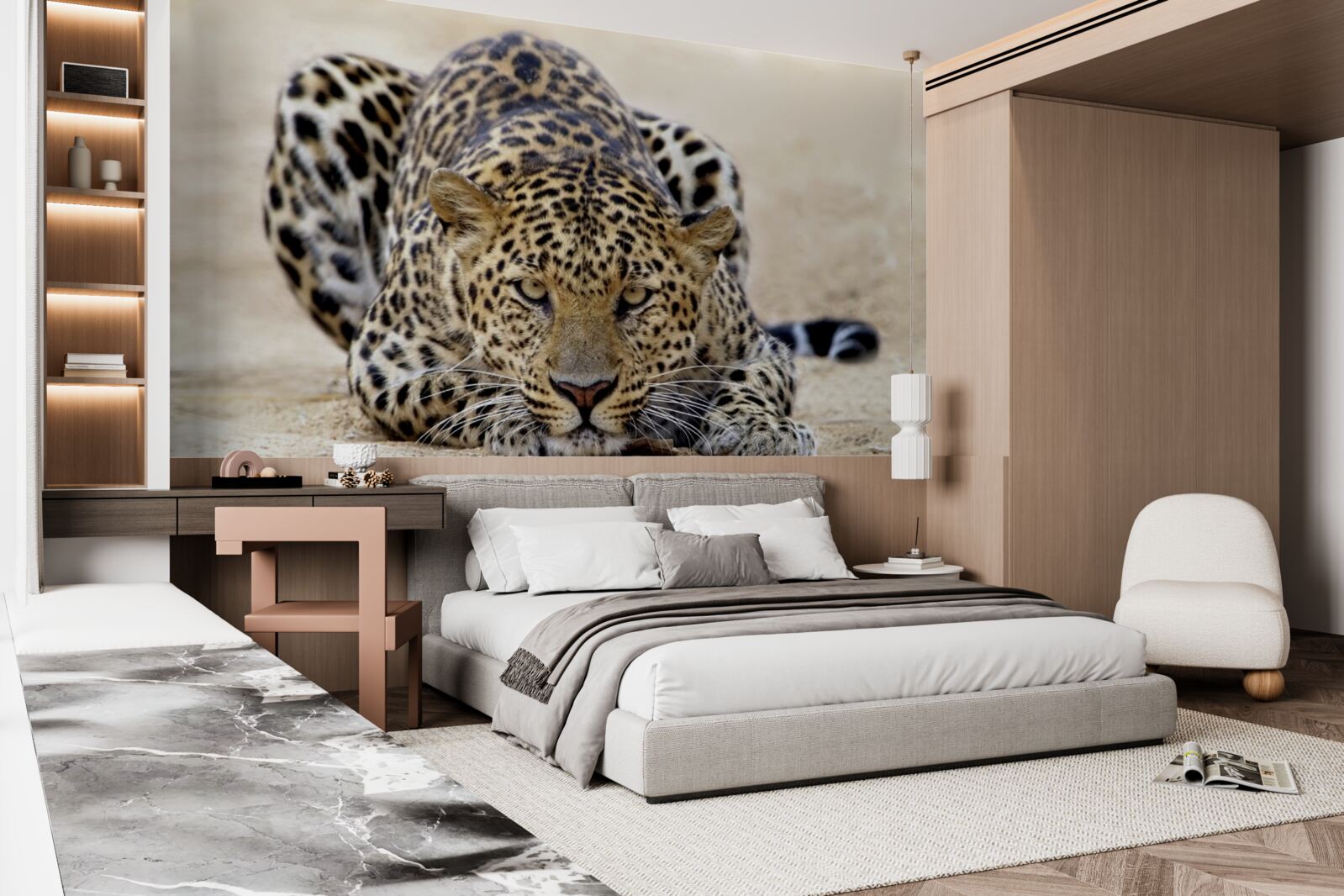 Fotobehang wachtend luipaard met gevlekte huid