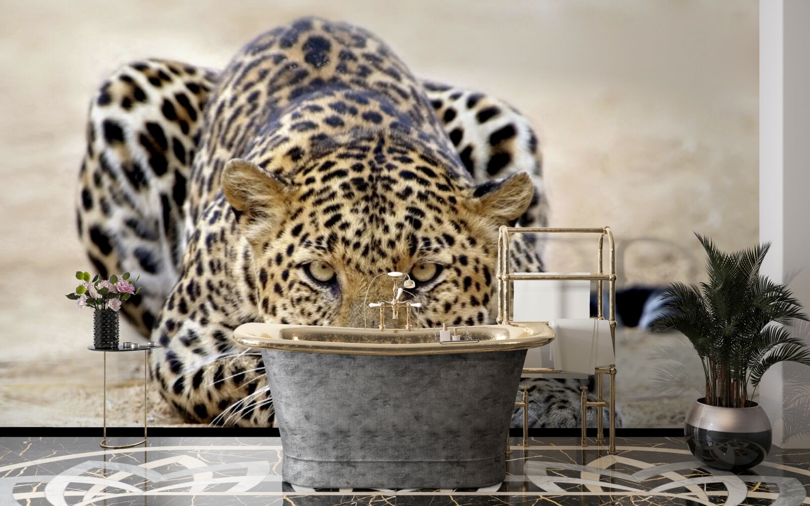 Fotobehang wachtend luipaard met gevlekte huid