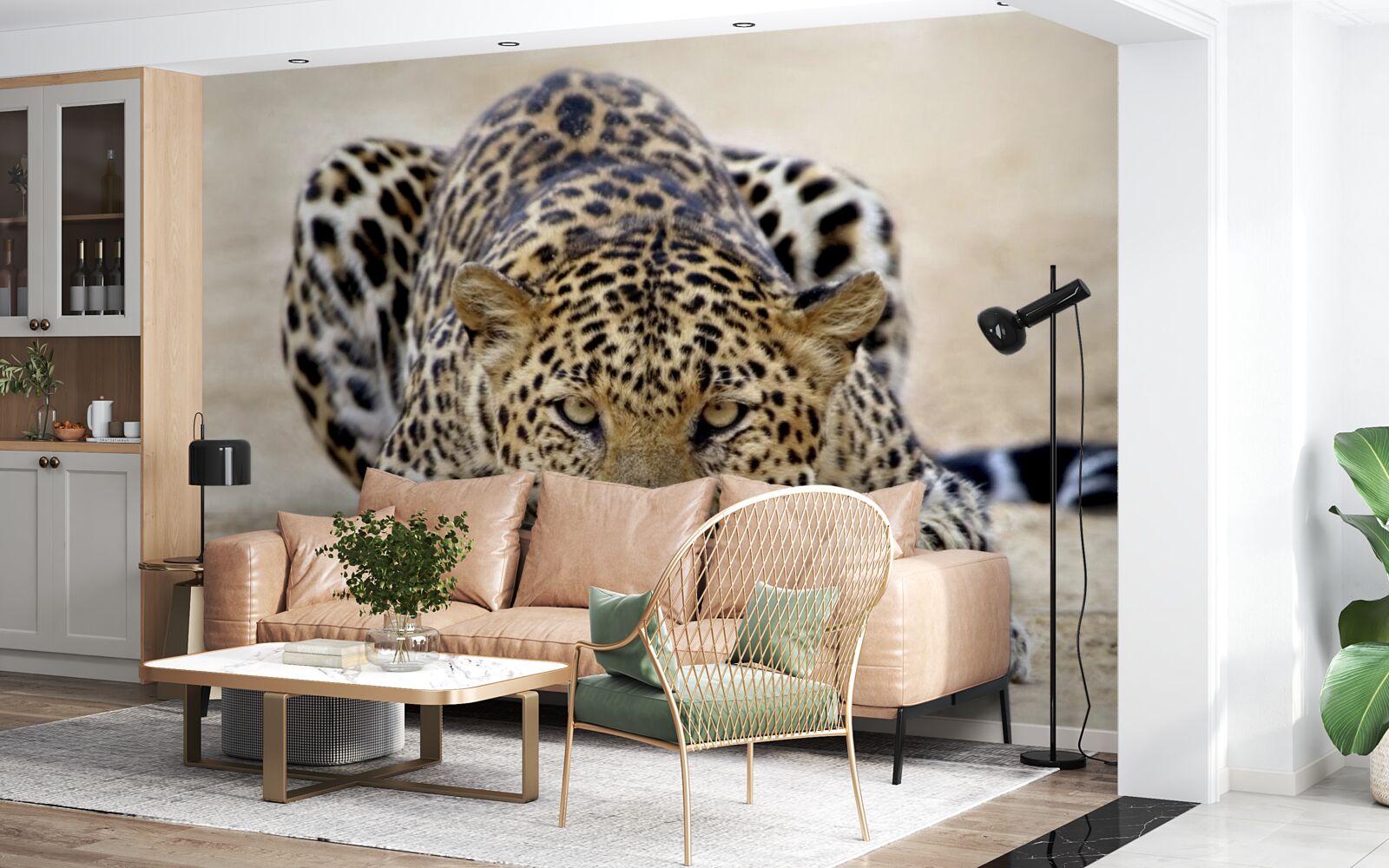 Fotobehang wachtend luipaard met gevlekte huid