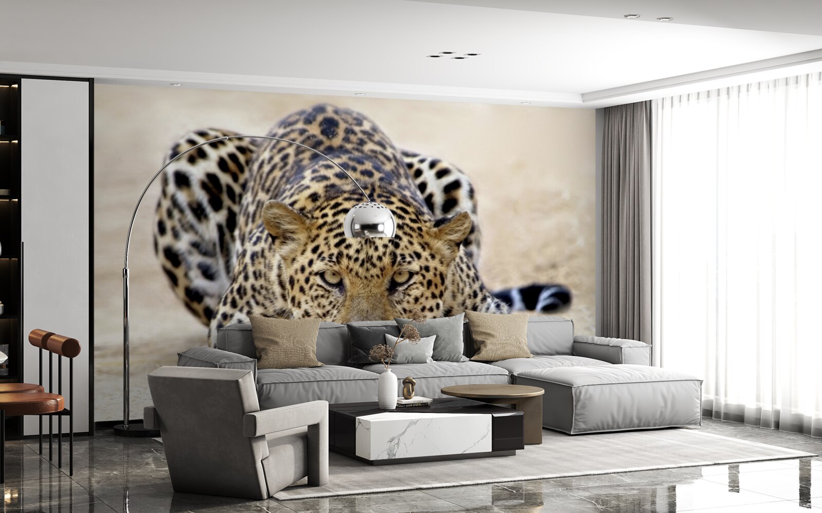 Fotobehang wachtend luipaard met gevlekte huid